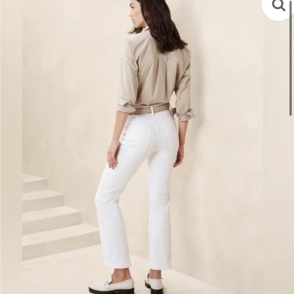Cropped White Bootcut Jeans Banana Republic Sz 27 - Picture 4 of 9